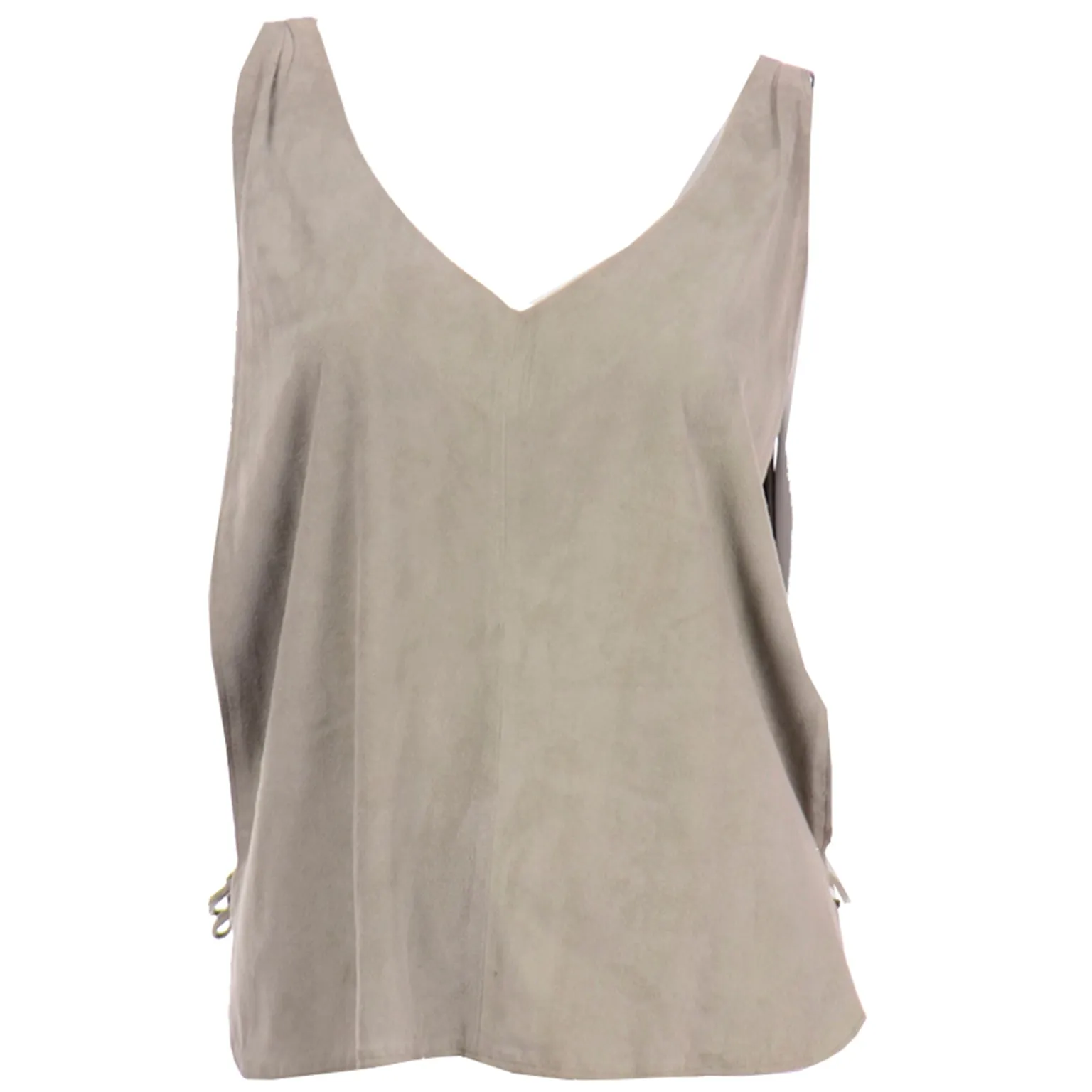 1980s Osuna Sage Grey Suede Sleeveless Top Open Side Vest