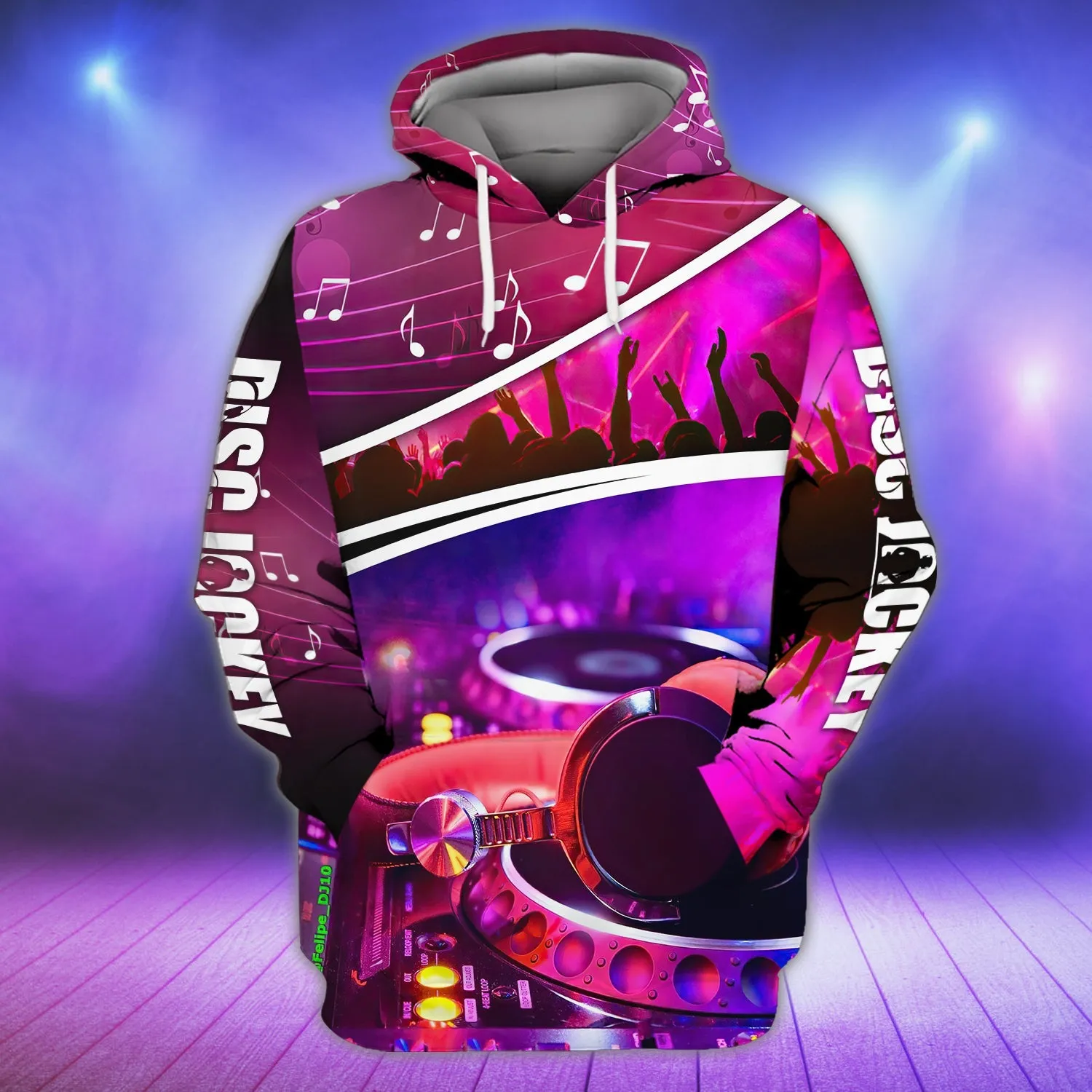 3D All Over Print DJ Note Pink Sweatshirt Hoodie Bomber, Christmas Shirt for DJ Lovers