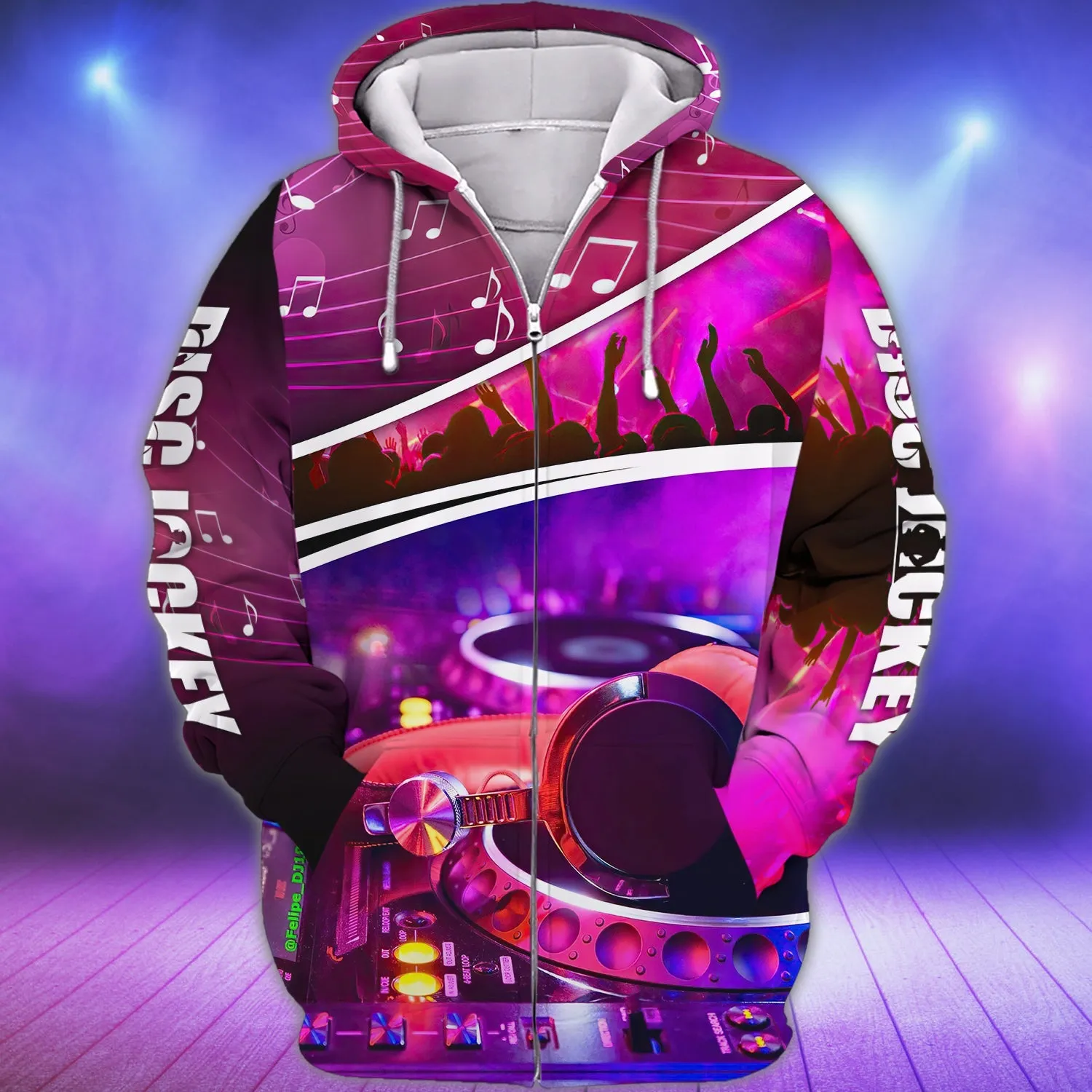 3D All Over Print DJ Note Pink Sweatshirt Hoodie Bomber, Christmas Shirt for DJ Lovers