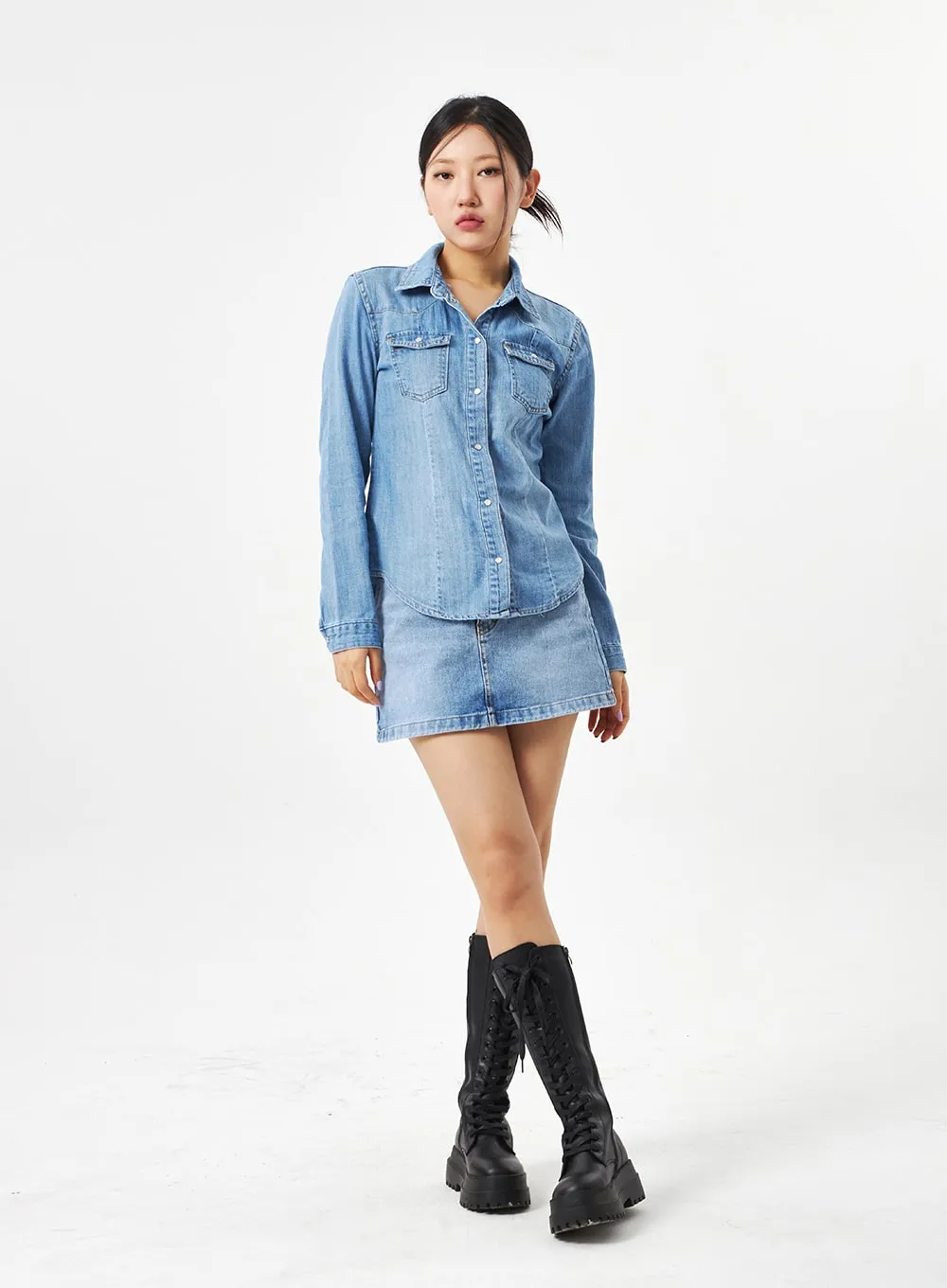 A-Line Denim Mini Skirt CA317