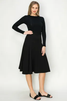 Abby Dress Fabric Knee Length Paneled Skirt With Side Zip Closure