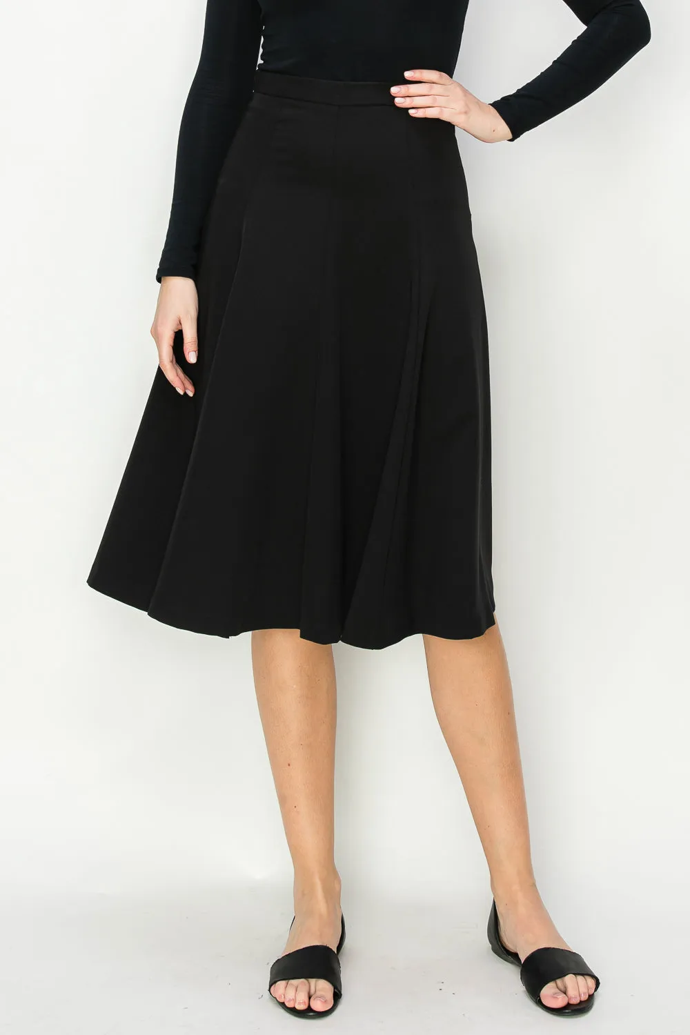 Abby Dress Fabric Knee Length Paneled Skirt With Side Zip Closure