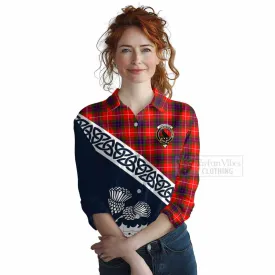 Abernethy Tartan Women's Casual Shirt Featuring Thistle and Scotland Map