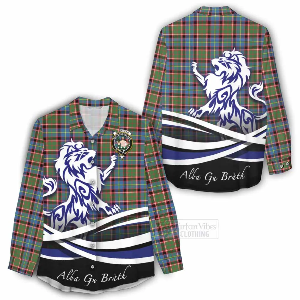 Aikenhead Tartan Women's Casual Shirt with Alba Gu Brath Regal Lion Emblem