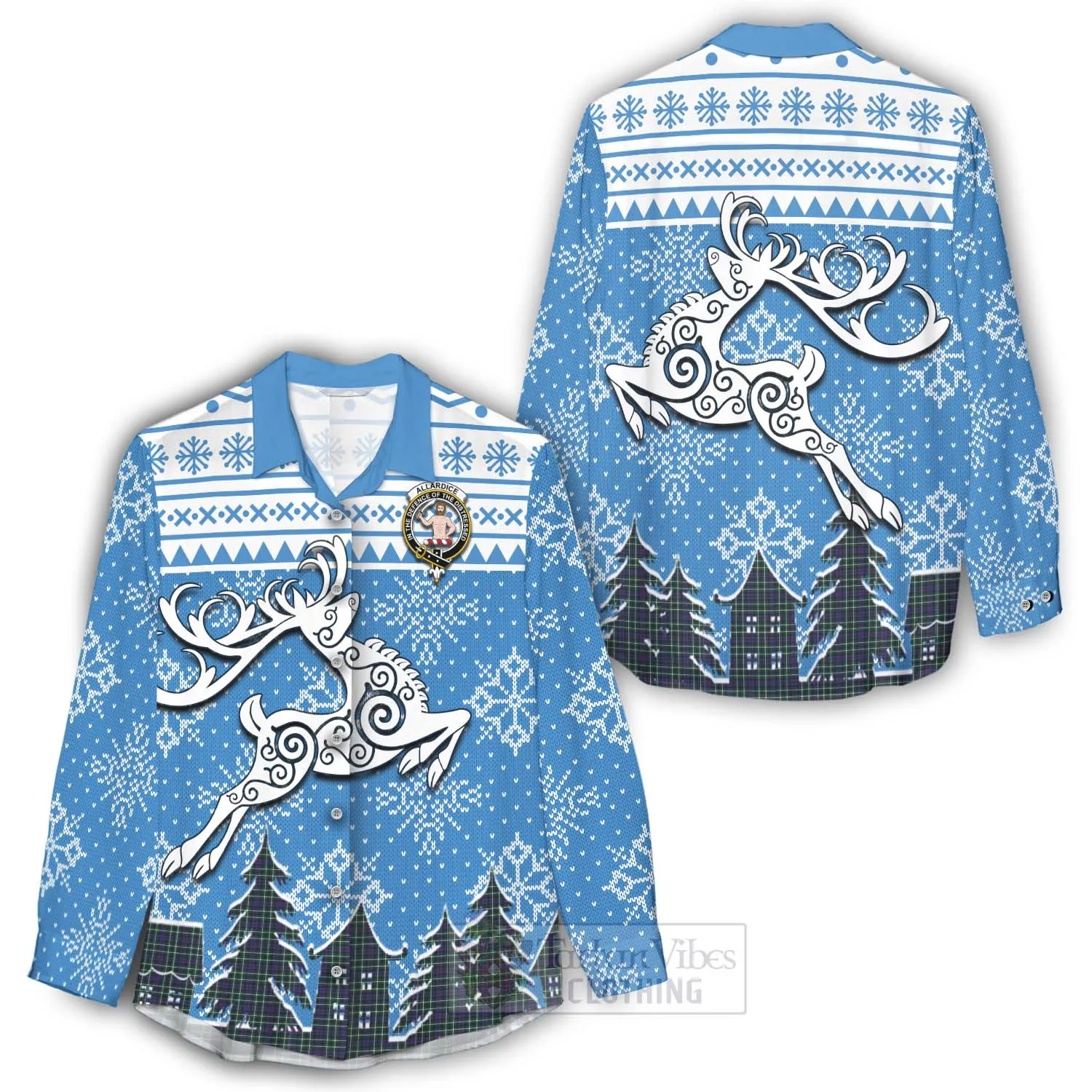 Allardice Clan Christmas Women's Casual Shirt Celtic Reindeer Style