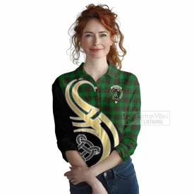 Anstruther Tartan Women's Casual Shirt with Family Crest and Celtic Symbol Style