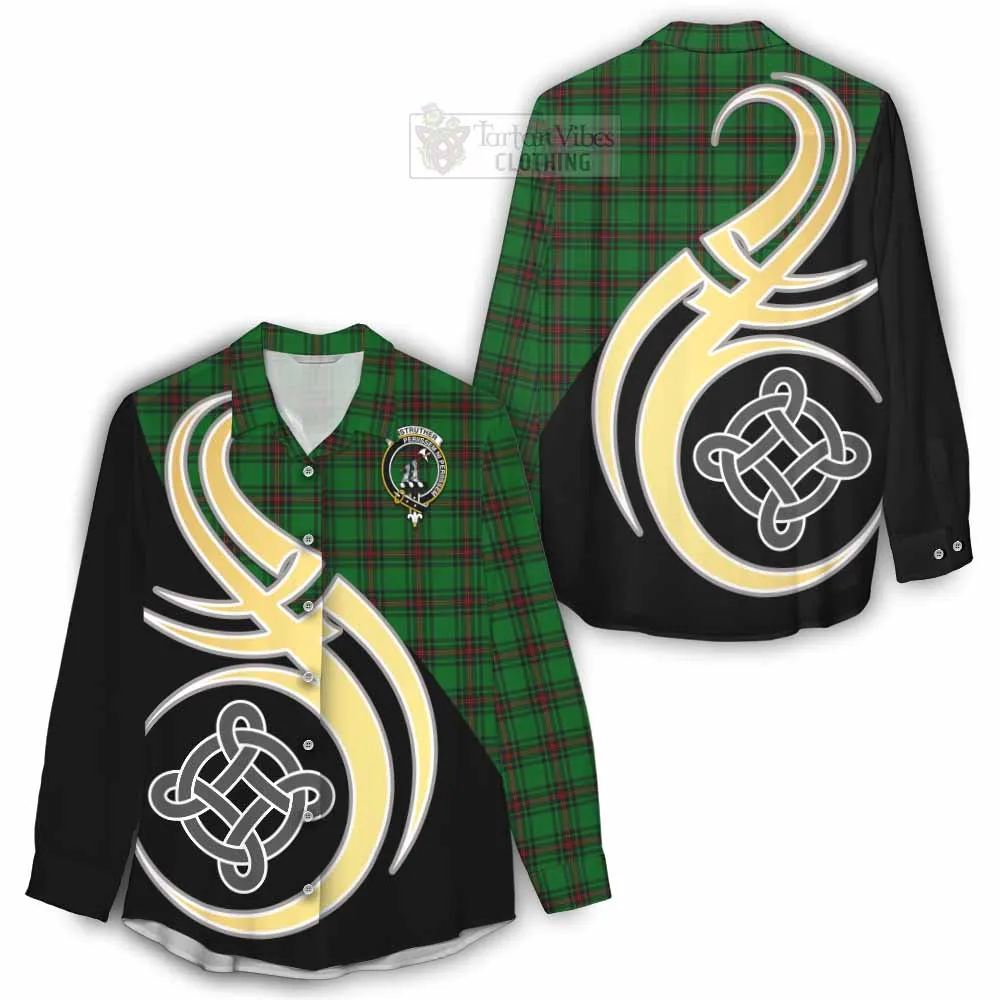 Anstruther Tartan Women's Casual Shirt with Family Crest and Celtic Symbol Style