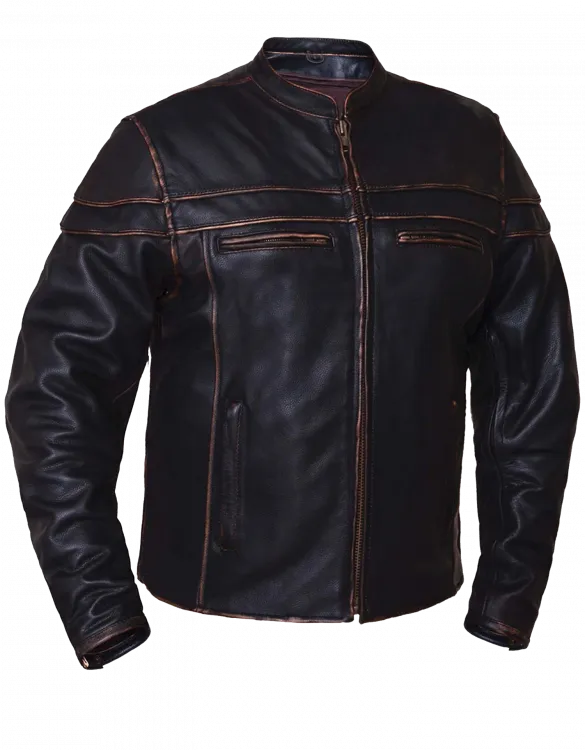 Antique Brown distressed Leather Jacket