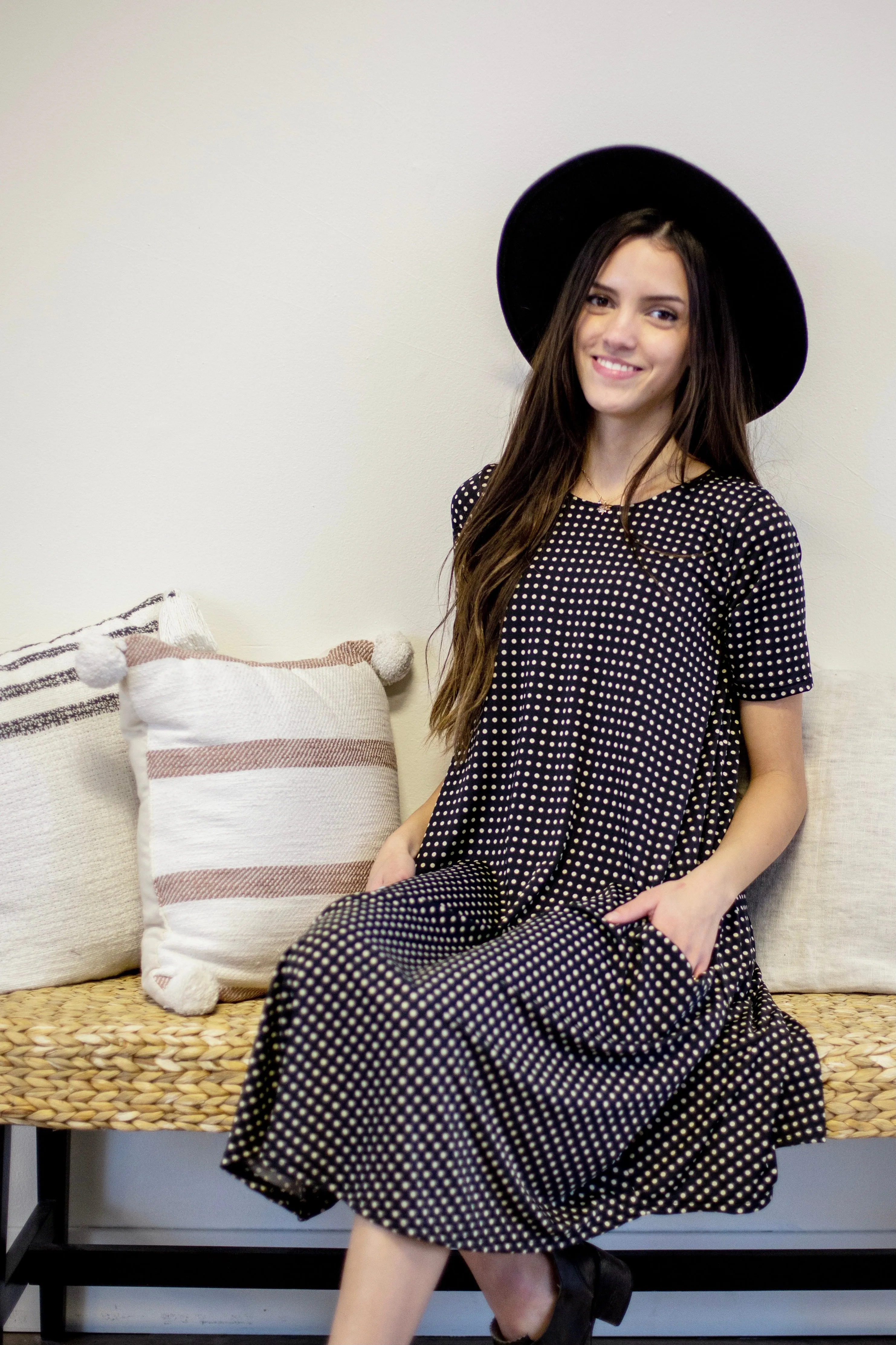 April Dress Black & Tan Dot