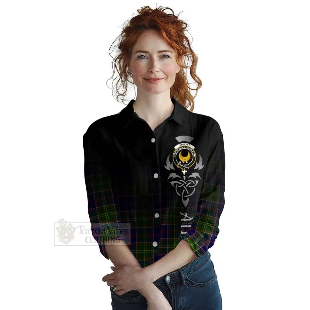 Arnott Tartan Women's Casual Shirt Featuring Alba Gu Brath Family Crest Celtic Inspired