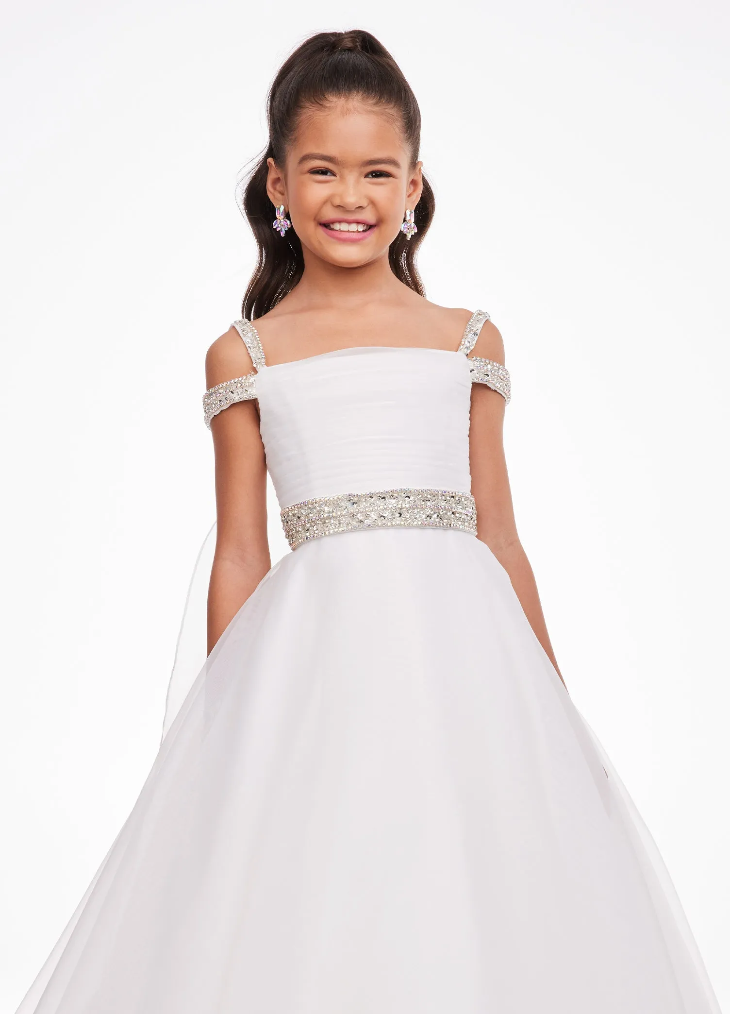 Ashley Lauren Kids 8094 Size 8 Long off the shoulder A Line Pageant Ball Gown Pageant Dress