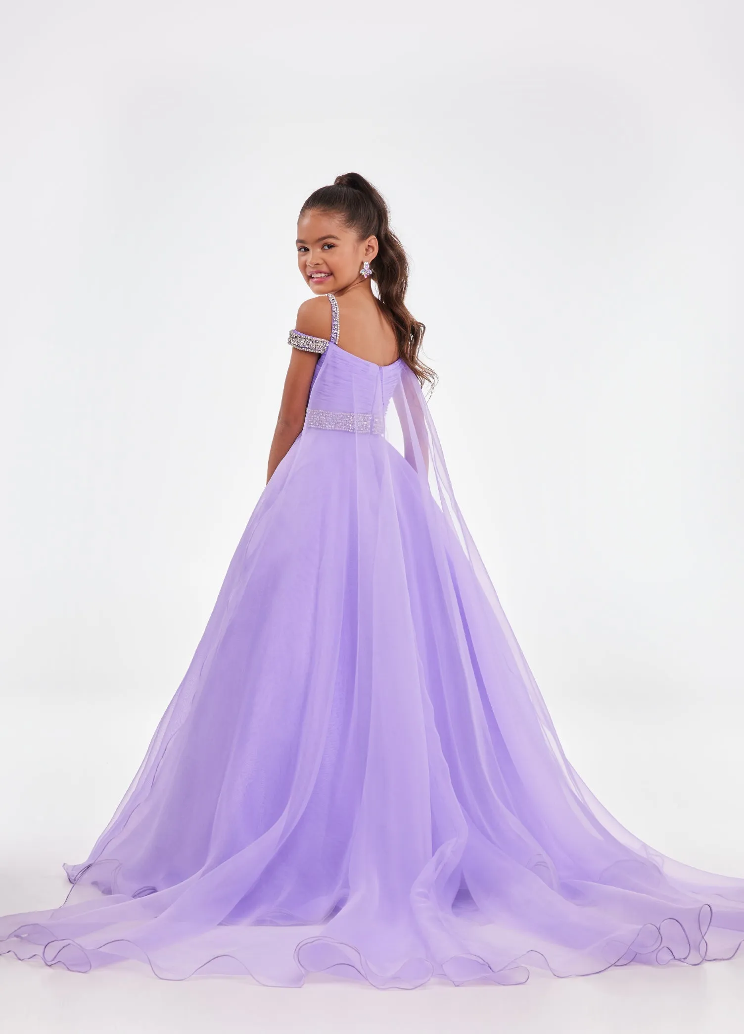 Ashley Lauren Kids 8094 Size 8 Long off the shoulder A Line Pageant Ball Gown Pageant Dress