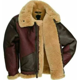 B-3 Sheepskin leather bomber jacket for men