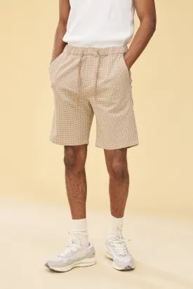 BEIGE DOGTOOTH JACQUARD SHORTS