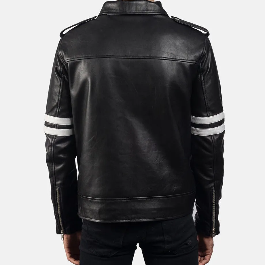 BIKER-1422 MUSH Black Leather Jacket