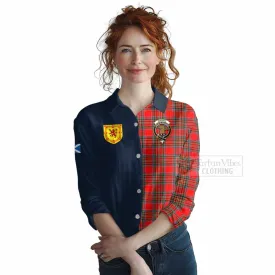 Binning Tartan Women's Casual Shirt Alba with Scottish Lion Royal Arm Half Style