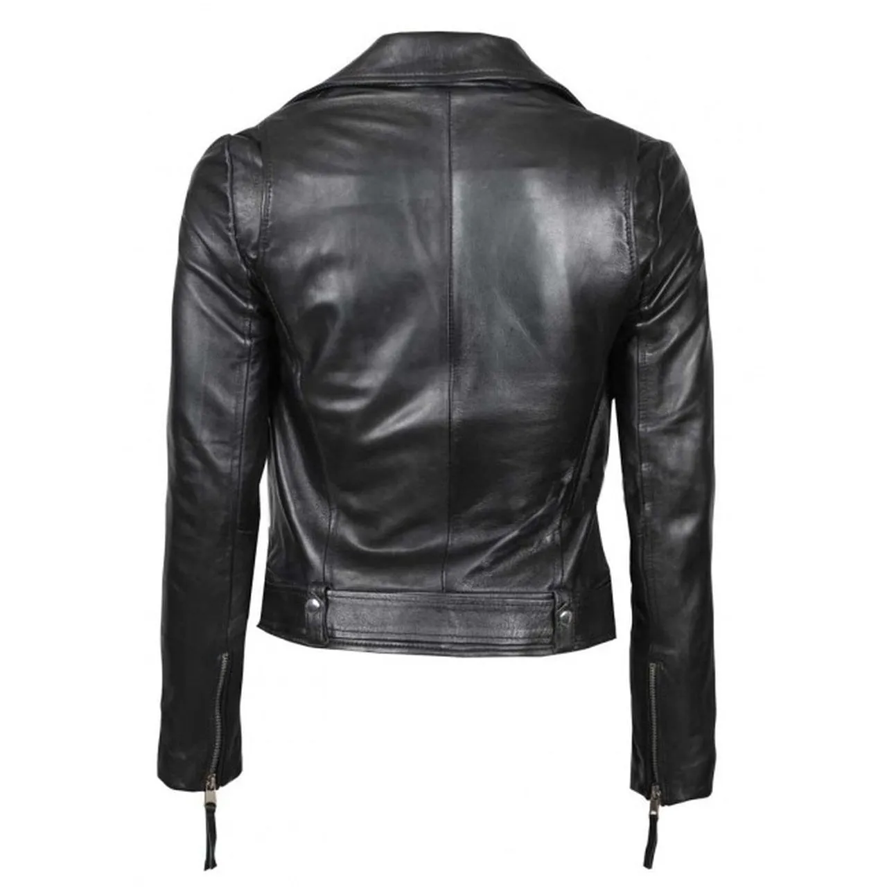 Black Asymmetrical Leather Jacket For Women