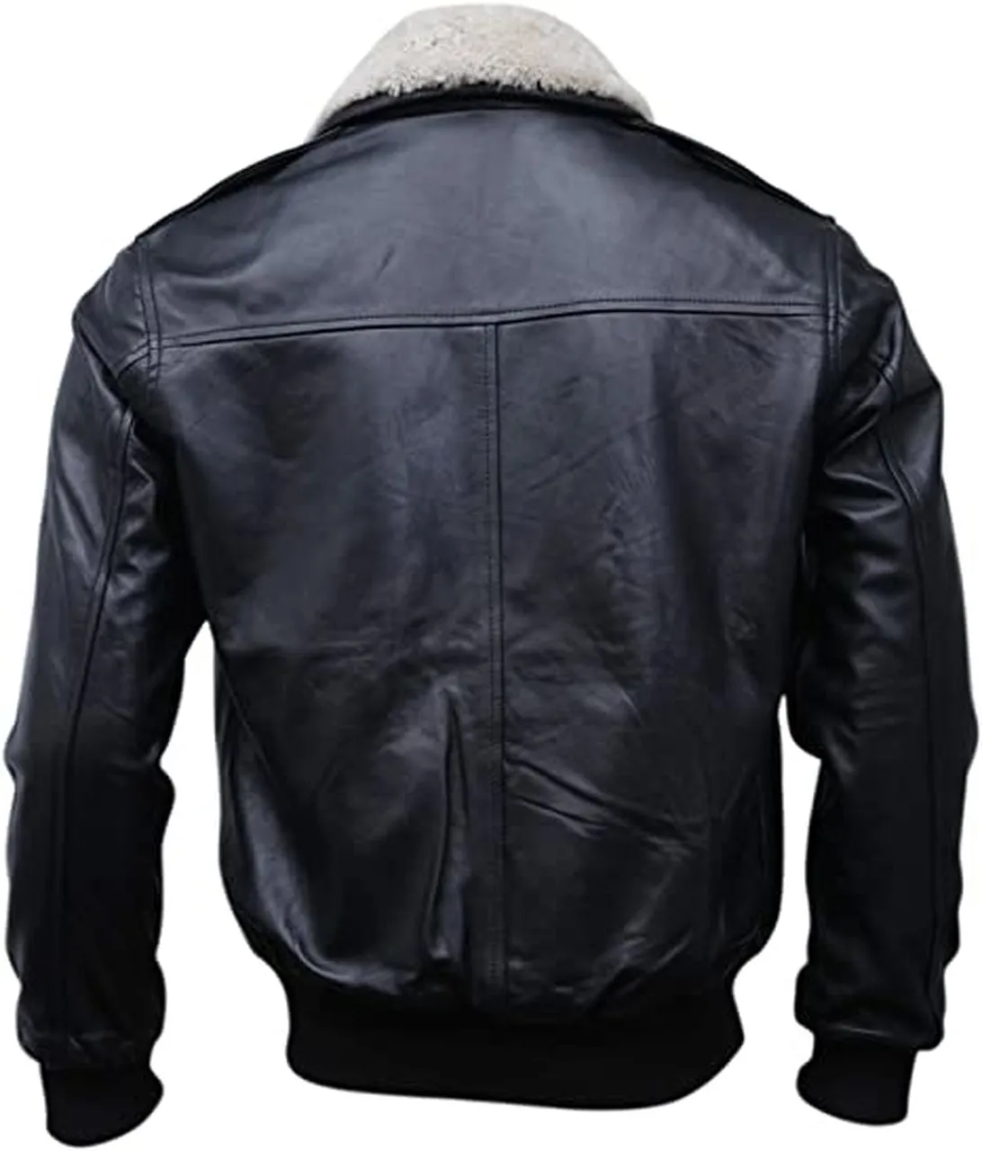 Black bomber style Fur Leather jacket