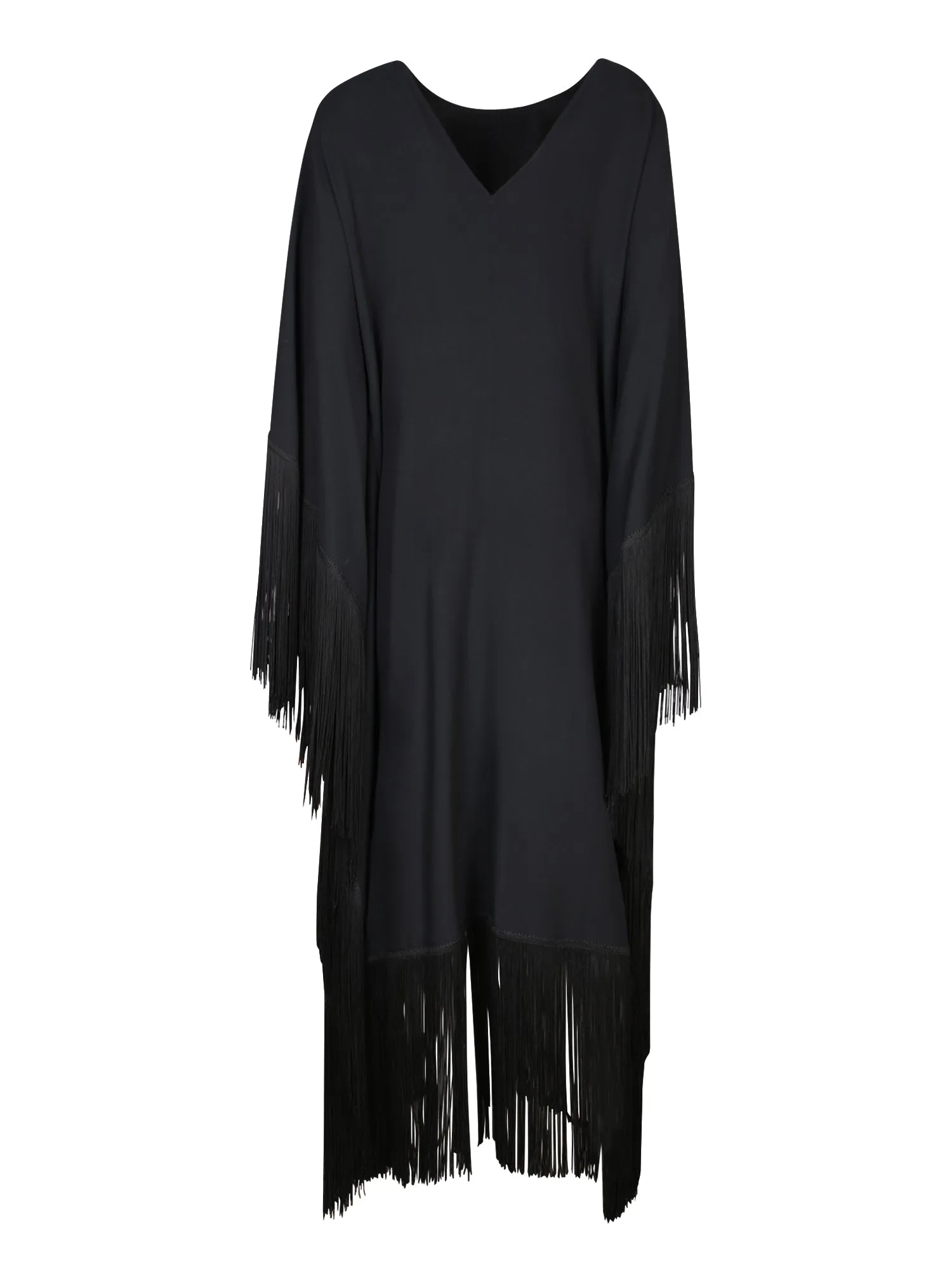 Black Long Fringed Kaftan Dress