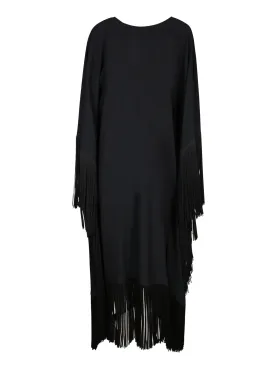 Black Long Fringed Kaftan Dress