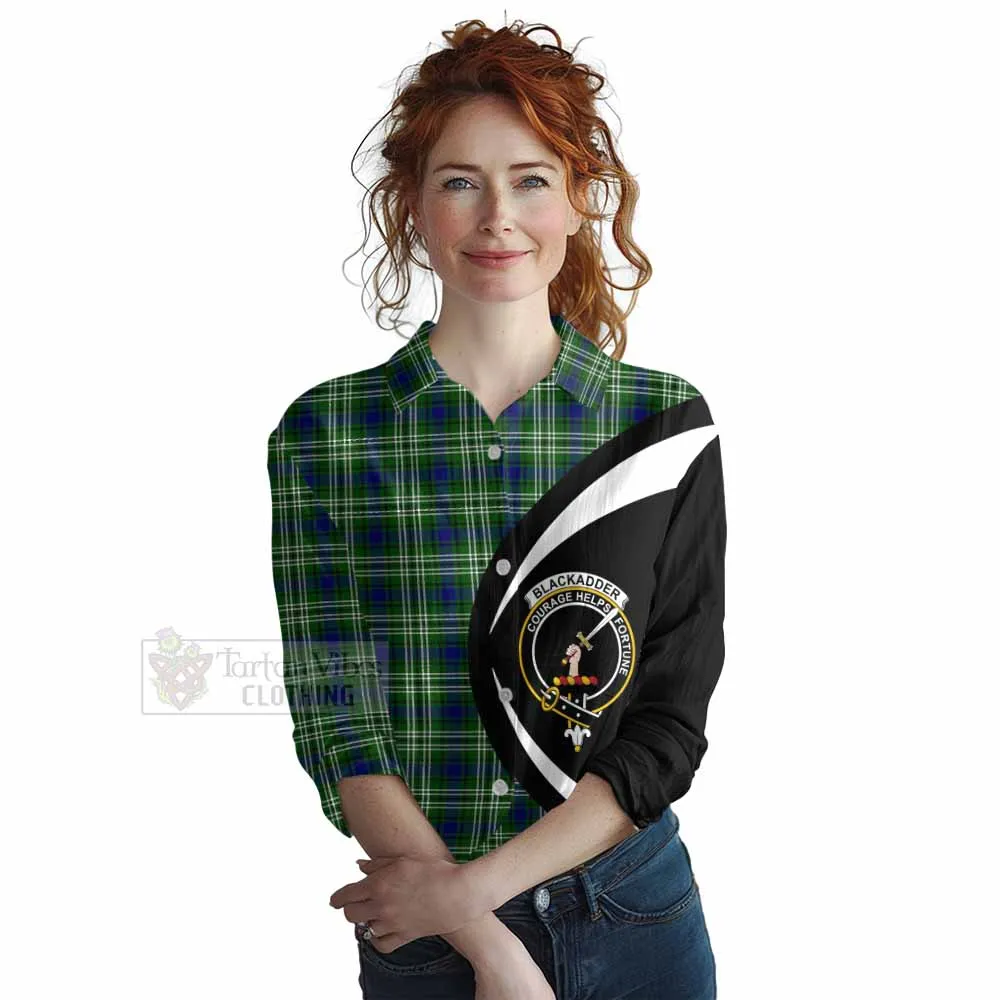 Blackadder Tartan Women's Casual Shirt with Family Crest Circle Style