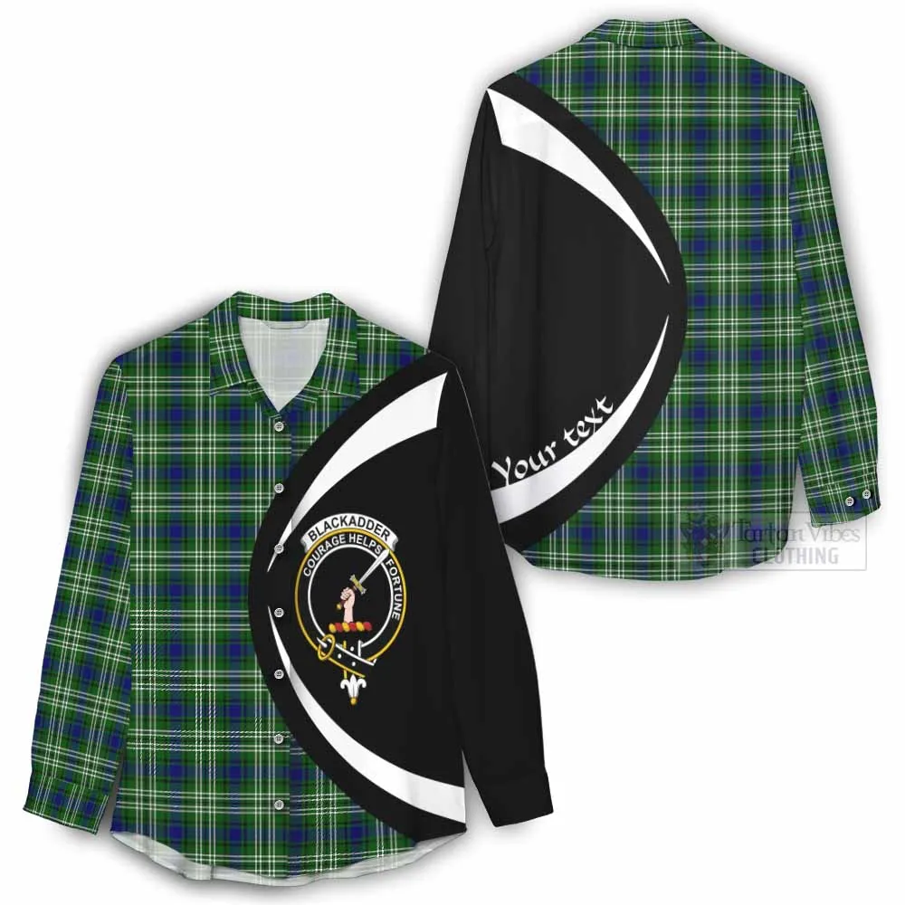 Blackadder Tartan Women's Casual Shirt with Family Crest Circle Style