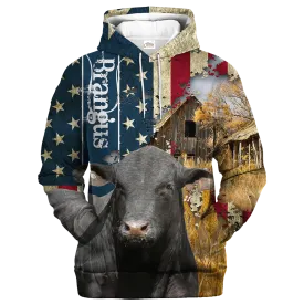 Brangus Farm With America Flag Hoodie, Patriotic Hoodie To Farmer