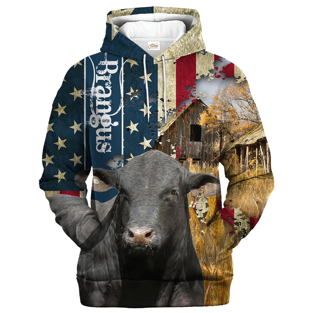 Brangus Farm With America Flag Hoodie, Patriotic Hoodie To Farmer