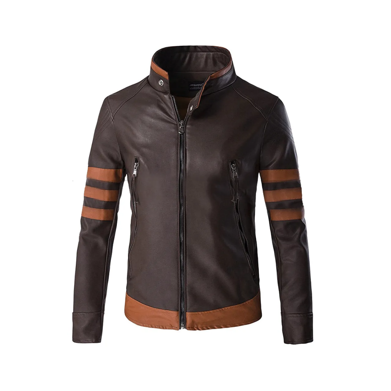 Brown Sheepskin Genuine Leather Jacket with Tan Lining