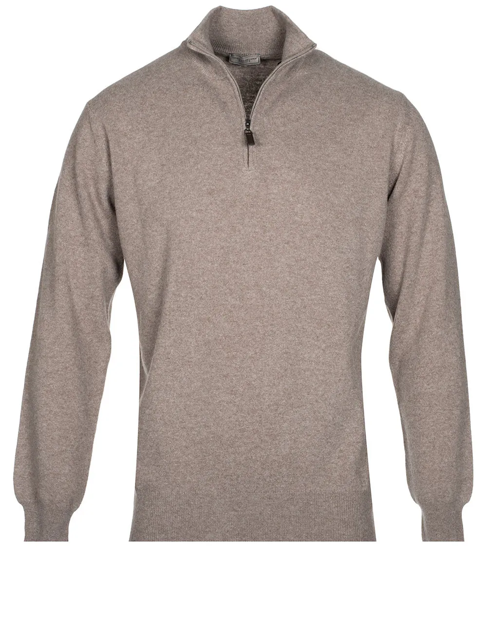 Cashmere & Merino Wool Half Zip Walnut