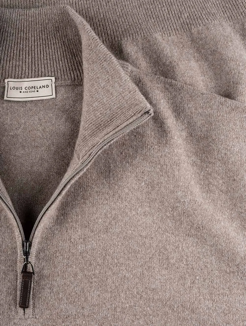 Cashmere & Merino Wool Half Zip Walnut