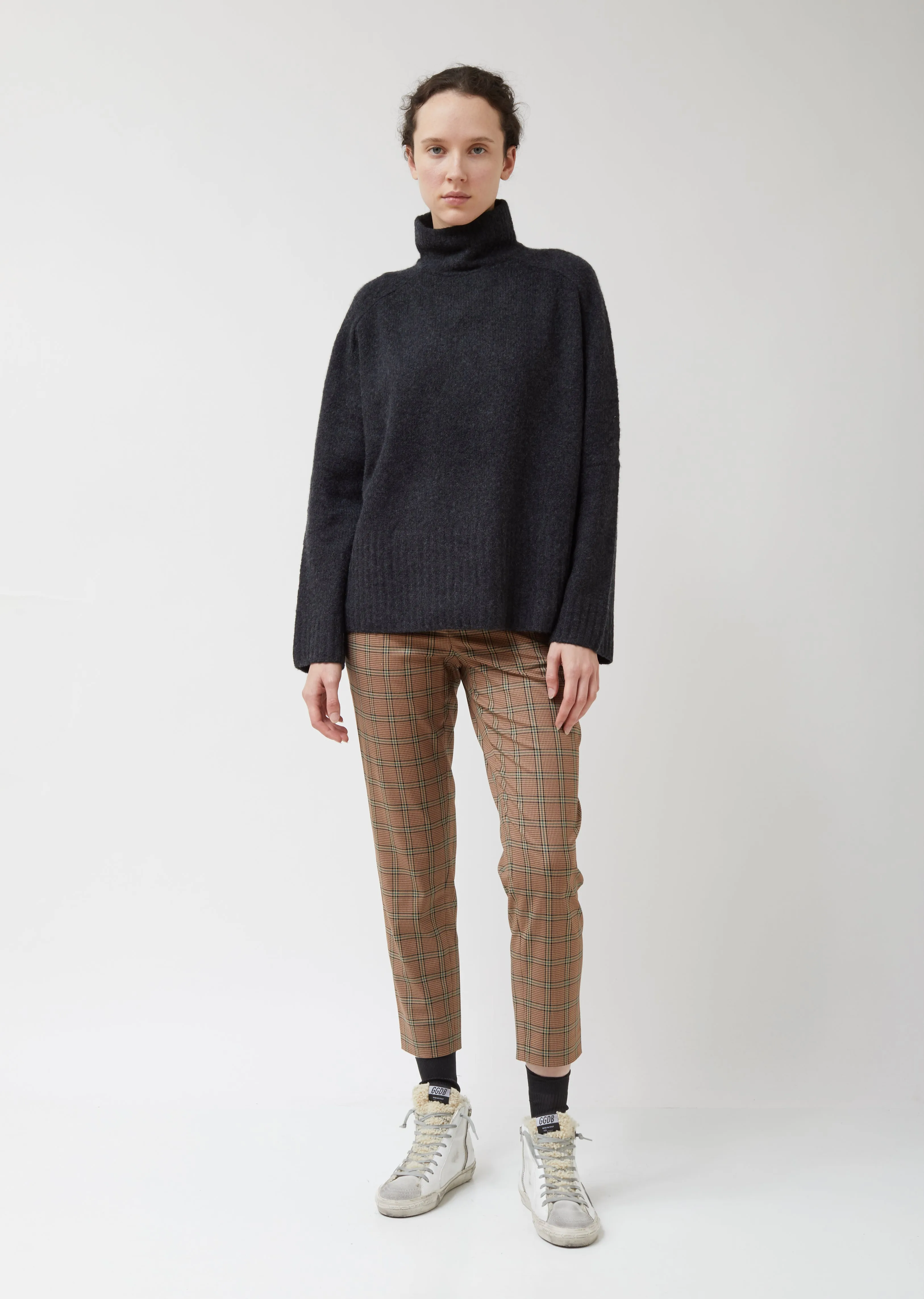 Cashmere Wool Wide Rib Turtleneck