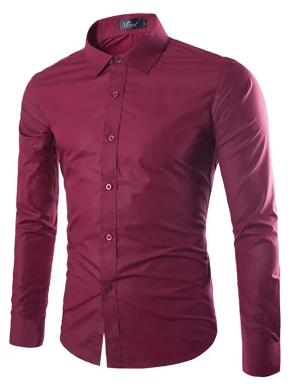 Casual lapel non-iron long-sleeved shirt