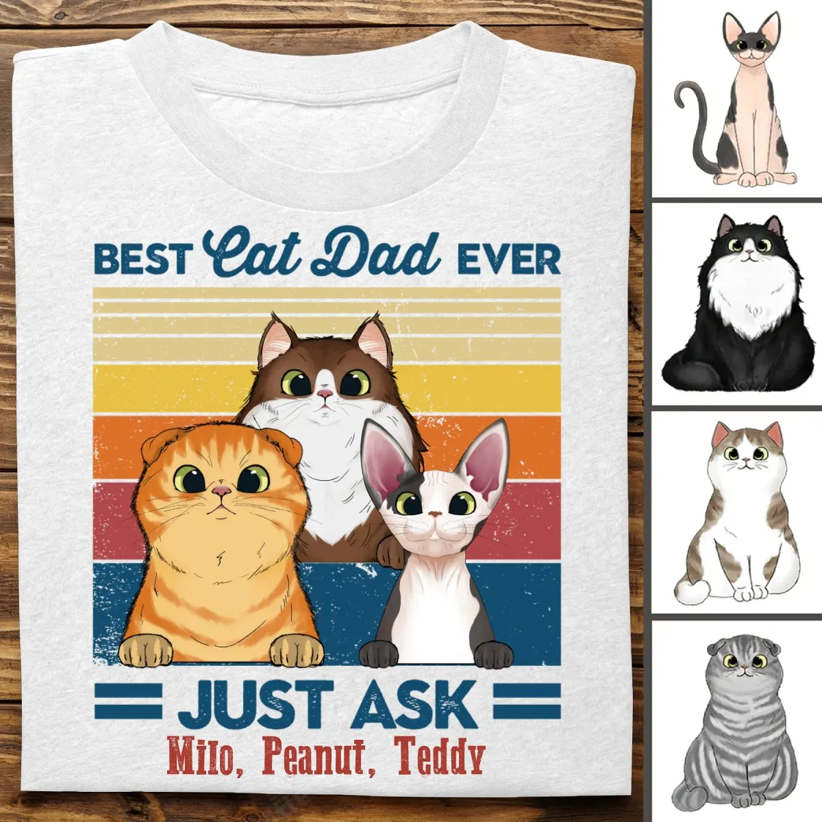 Cat Lovers - Best Cat Dad Just Ask - Personalized T-Shirt