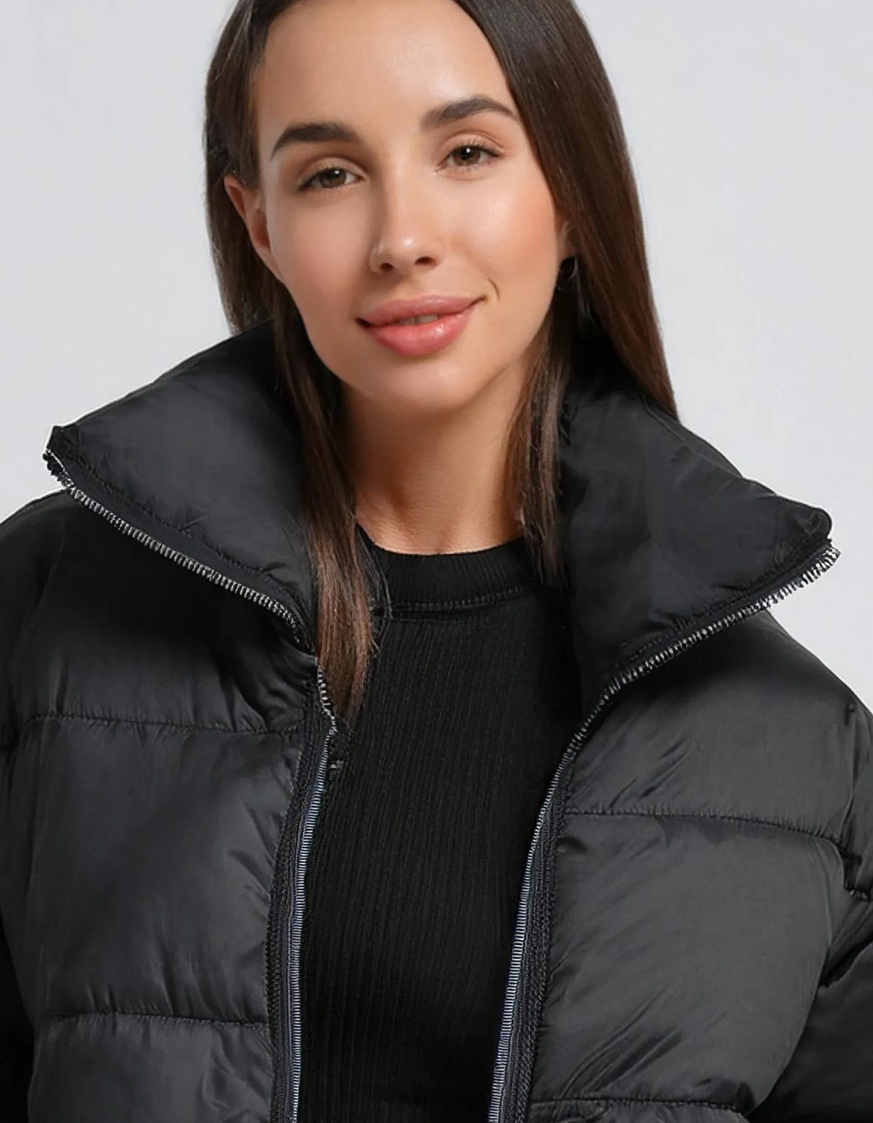 Charcoal Cropped Puffer Jacket