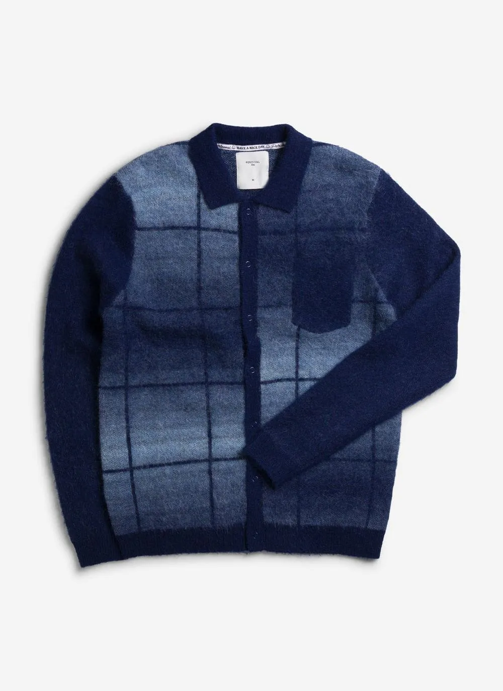 Checker Gradient Bobcat Cardigan | Mohair | Navy