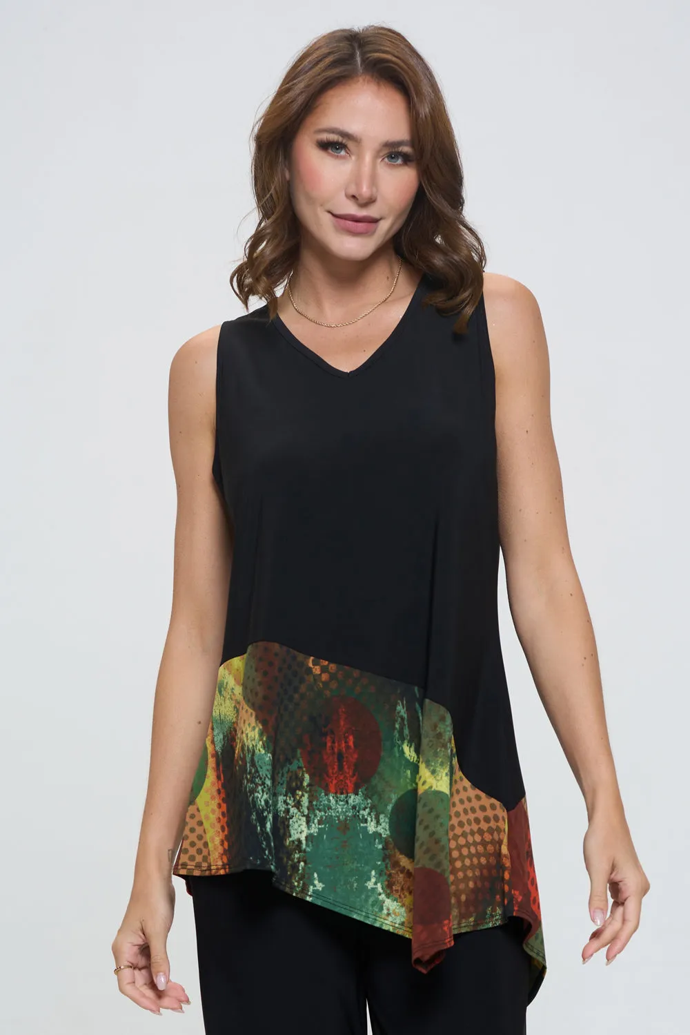 Chic Contrast V-Neck Sleeveless Tank-2062HT-TRP1-C-W412