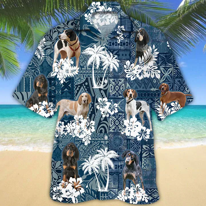 Coonhound Hawaiian Shirt, Flowers Aloha Shirt For Dog Lovers, Hawaiian shirts for men, women