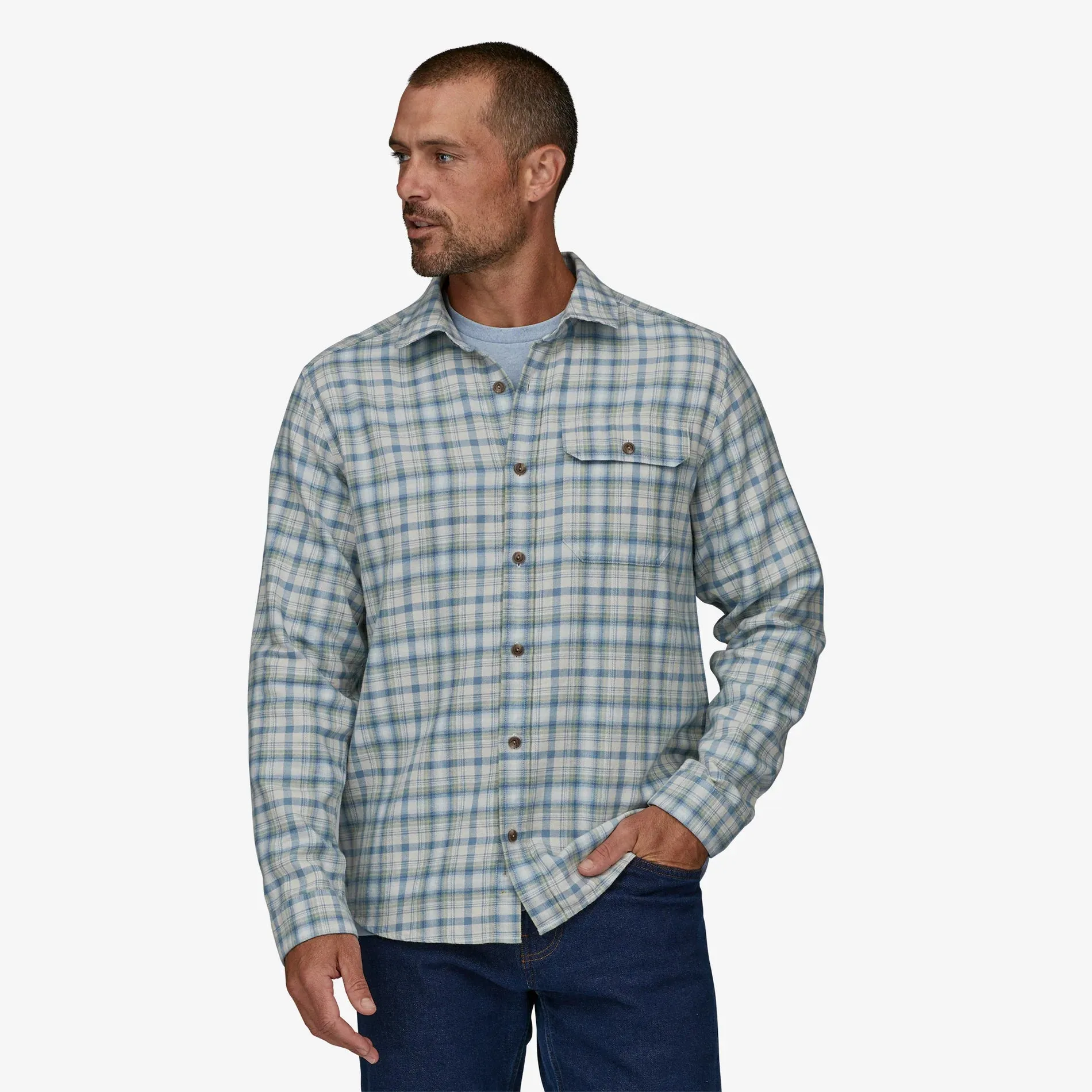 Cotton in Conversion Lightweight Fjord Flannel Shirt - Light Plume Grey