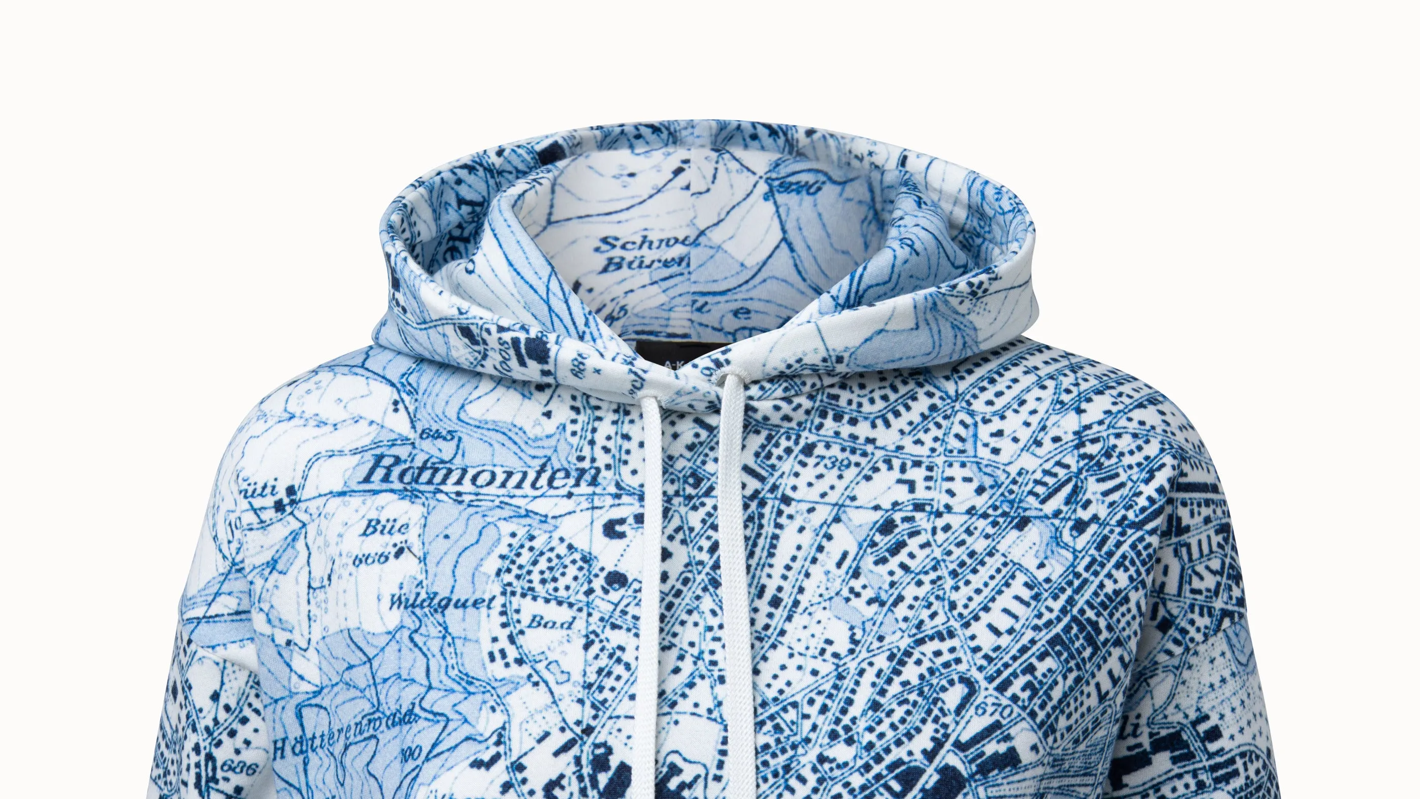 Cotton Jersey St. Gallen Map Print Hoodie