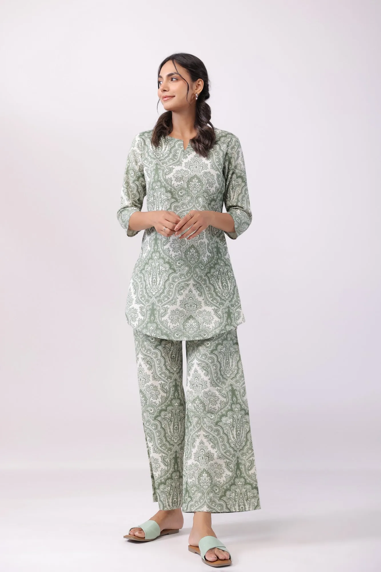 Cultural Tapestry Multicoloured Cotton Palazzo Loungewear Set