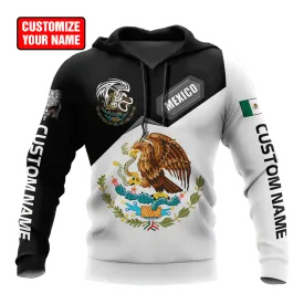 Custom Name 3D Full Printed Mexican Hoodie, Eagle Mexico Hoodies, Hoodies For Mexican Friend