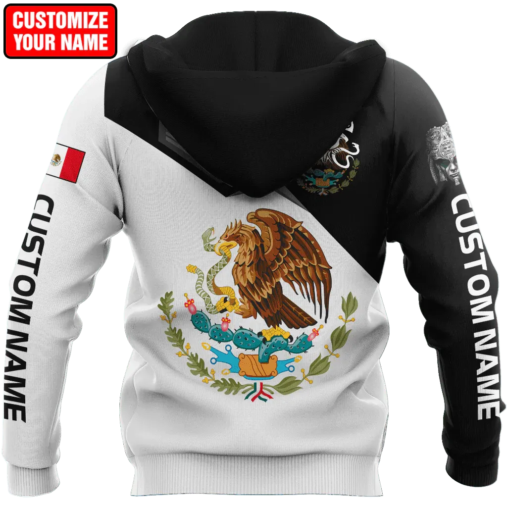 Custom Name 3D Full Printed Mexican Hoodie, Eagle Mexico Hoodies, Hoodies For Mexican Friend