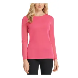 DKNY Women's Hot Pink Sheer Long Sleeved Top Shirt