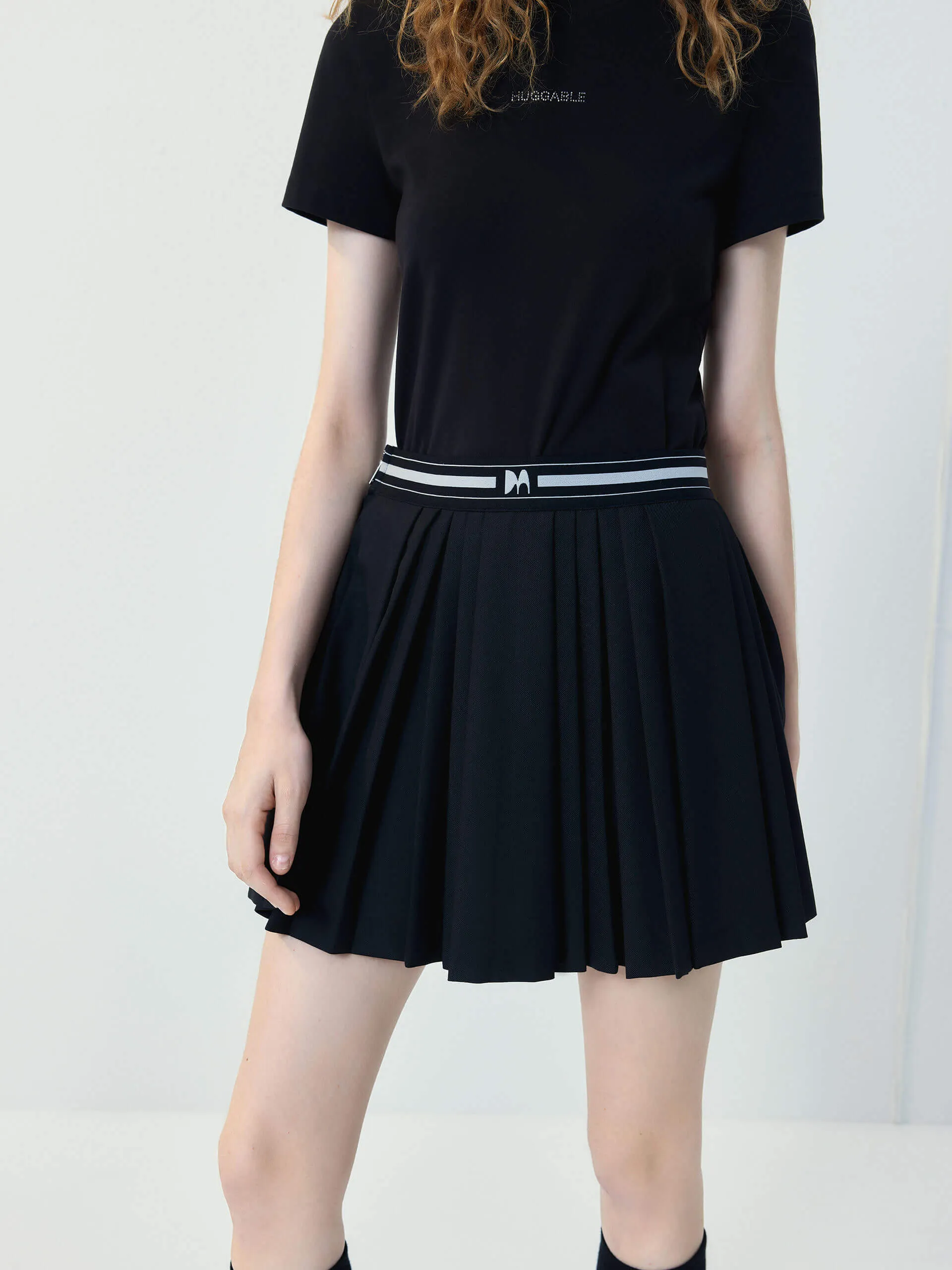 Elasticated Waist Pleated Skirt