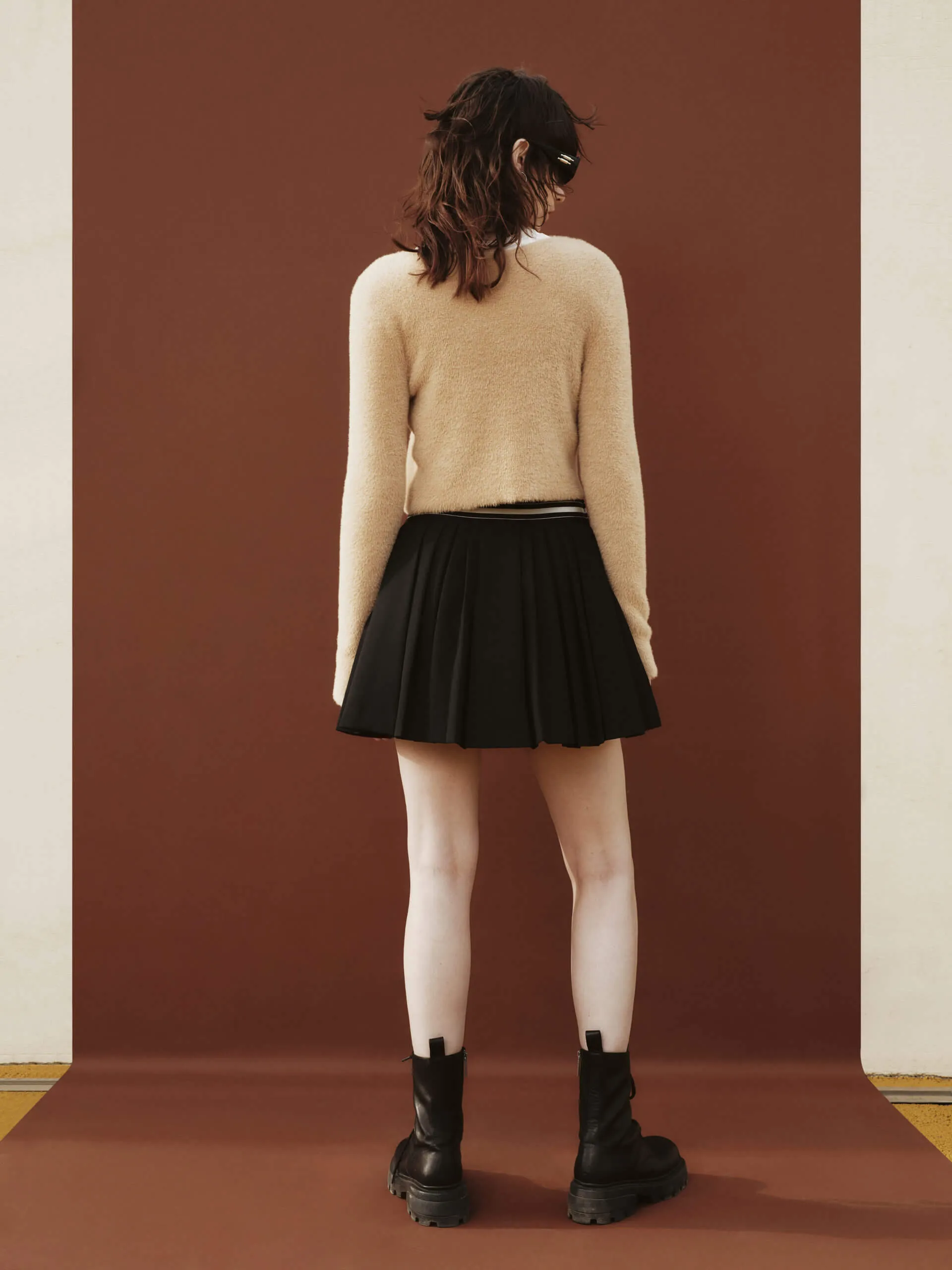 Elasticated Waist Pleated Skirt