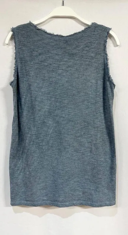 FRINGED SEAM TANK TOP (SLATE BLUE)