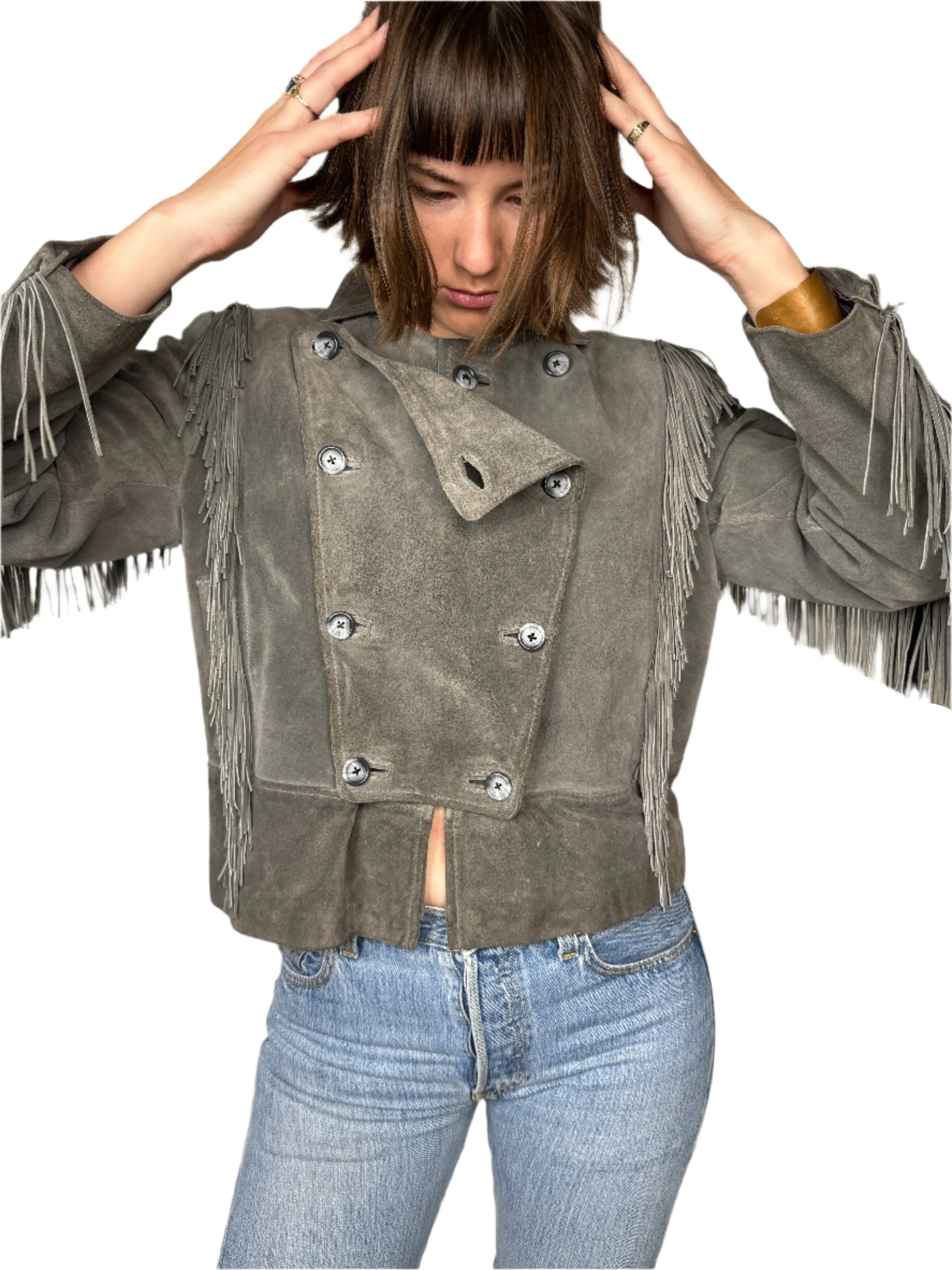 Grey Suede Fringed Jacket 1970s