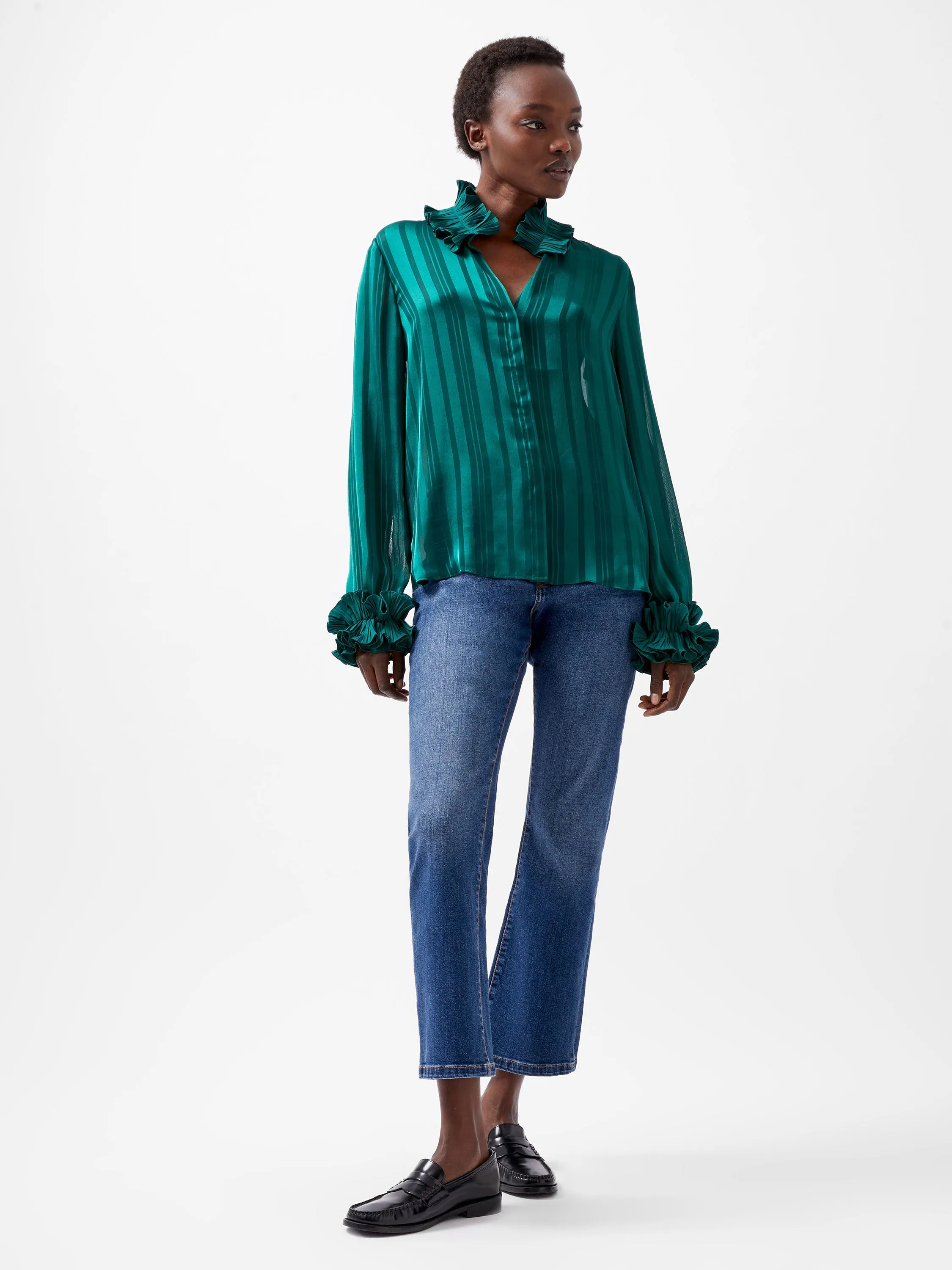 Hannielie Ruffle Neck Long Sleeve Shirt