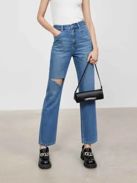 High Waist Cut-out Jeans